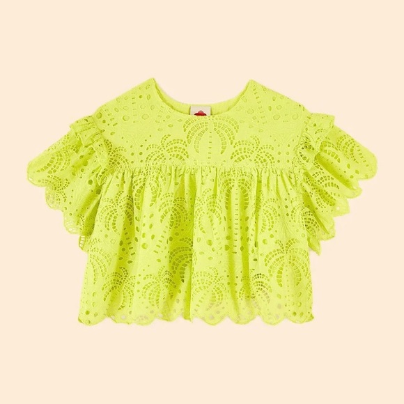 Farm Rio Palm Tree Eyelet Richelieu Top - Picture 3 of 14